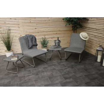 Hawk Halls' Koz Chairs & Side Table Medium Grey & Warm Grey Aluminium