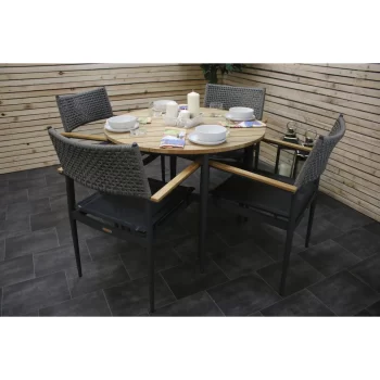Hawk Halls' Sardina Table with 4 Light Grey and Dark Grey Sardinia Chairs, Anthracite Aluminium.