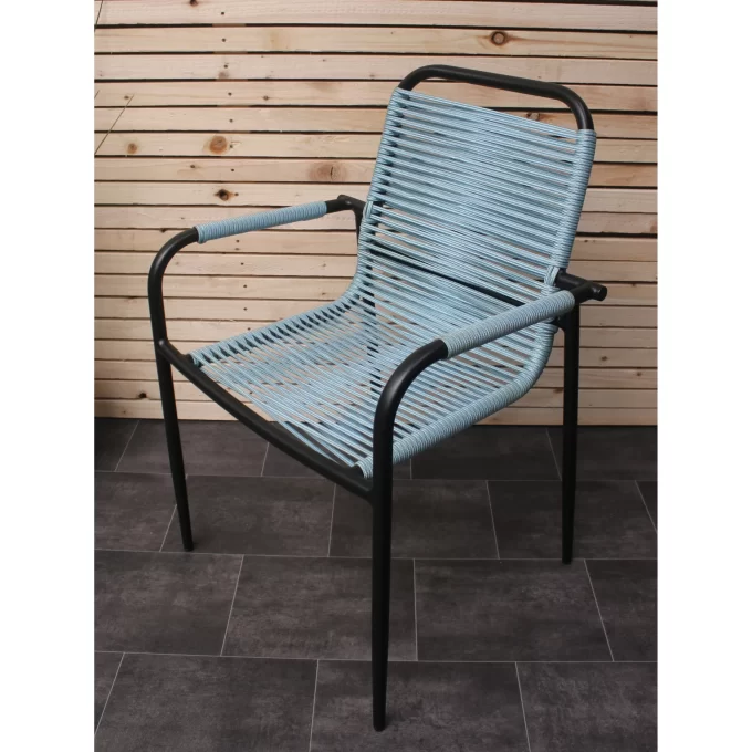 Hawk Halls' Salina Chair in Light Blue and Charcoal Aluminium. Close Up