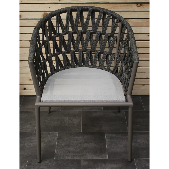 Hawk Halls' Bajo Chair in Dark Grey and Warm Grey Aluminium. Close Up ( No Cushion )