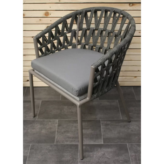 Hawk Halls' Bajo Chair in Dark Grey and Warm Grey Aluminium. Close Up