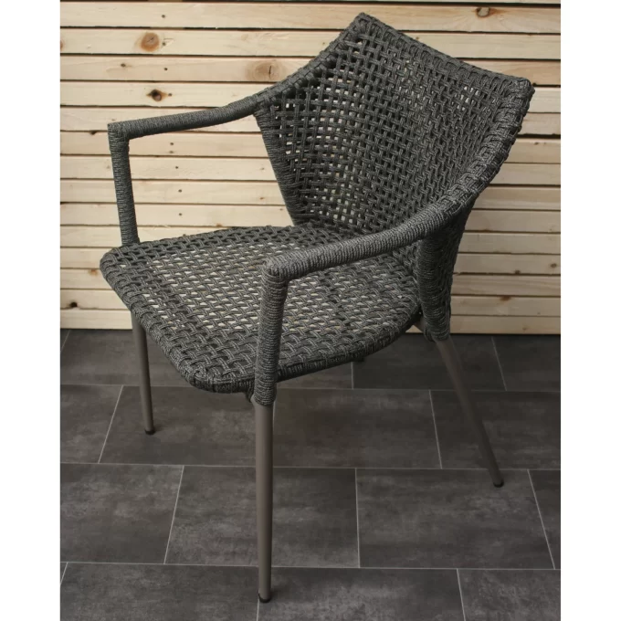 Hawk Halls' Dark Grey Kuta Chairs, Warm Grey Aluminium. Close Up